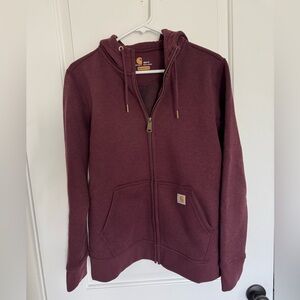 Carhartt Relaxed Fit Zip Up Hoodie In Maroon | Size: Medium